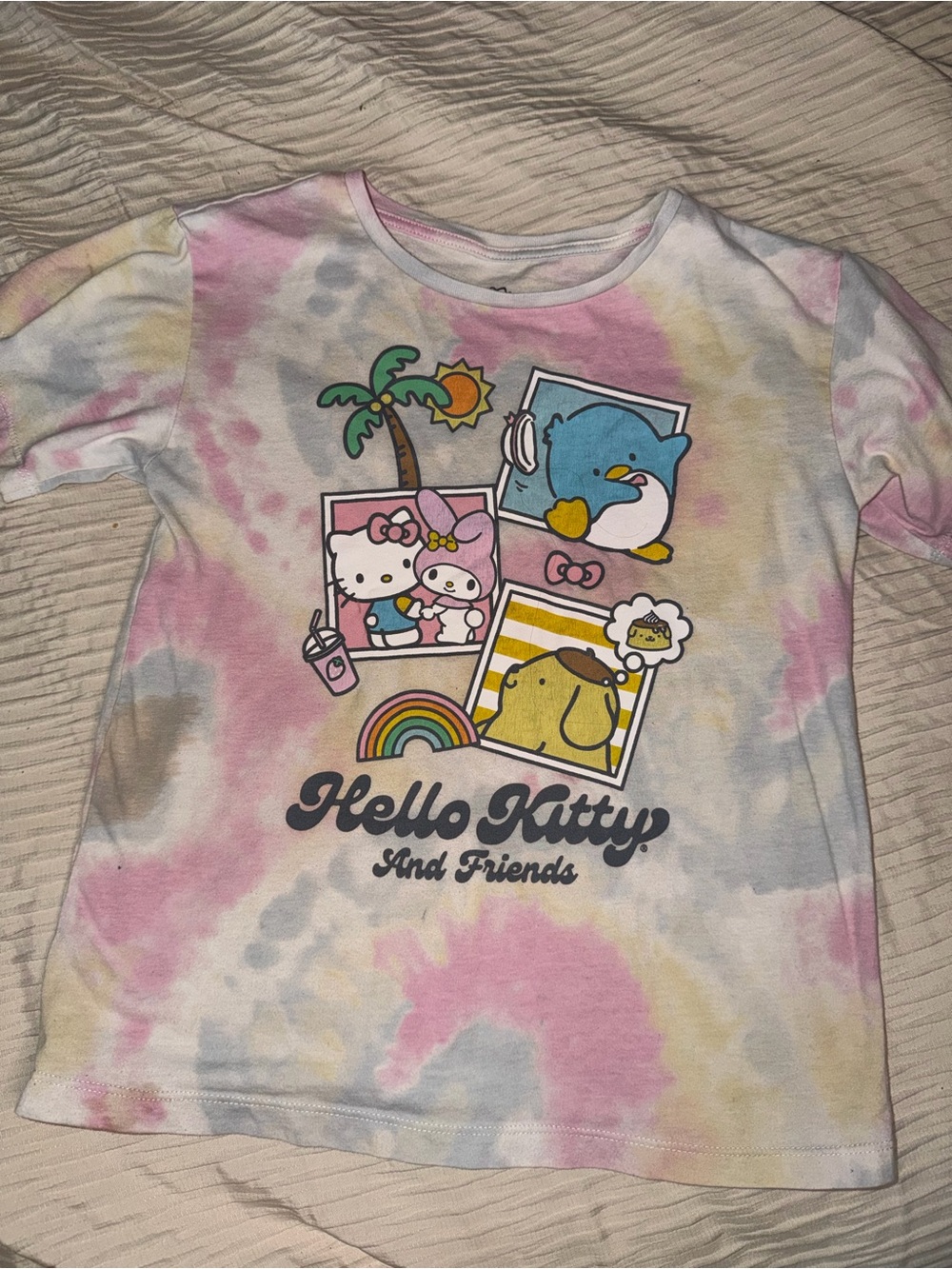 Hello Kitty Tie-Dye Short Sleeve Tee - Pink, Yellow, Blue